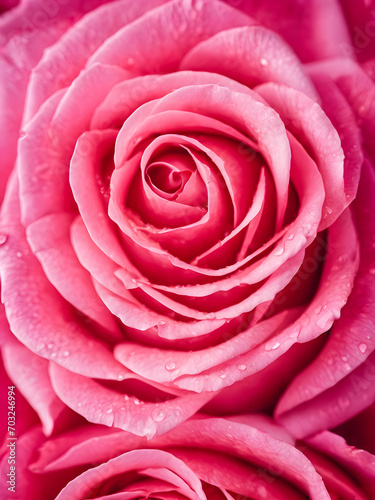 close up of pink rose petals with water droplets on petals
