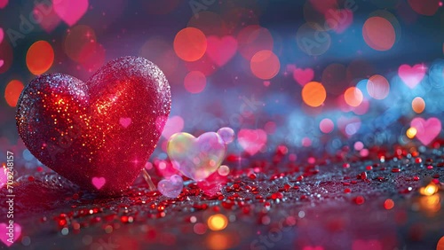 valentines day background with hearts and romantic. seamless looping time-lapse virtual video animation background. photo