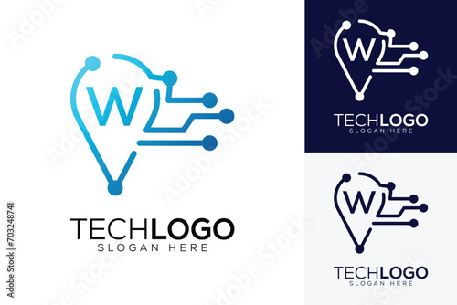 vector technology  letter w logo