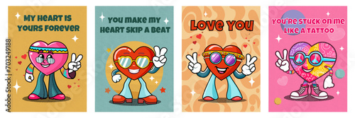 4 groove posters valentines day cards halftone effect