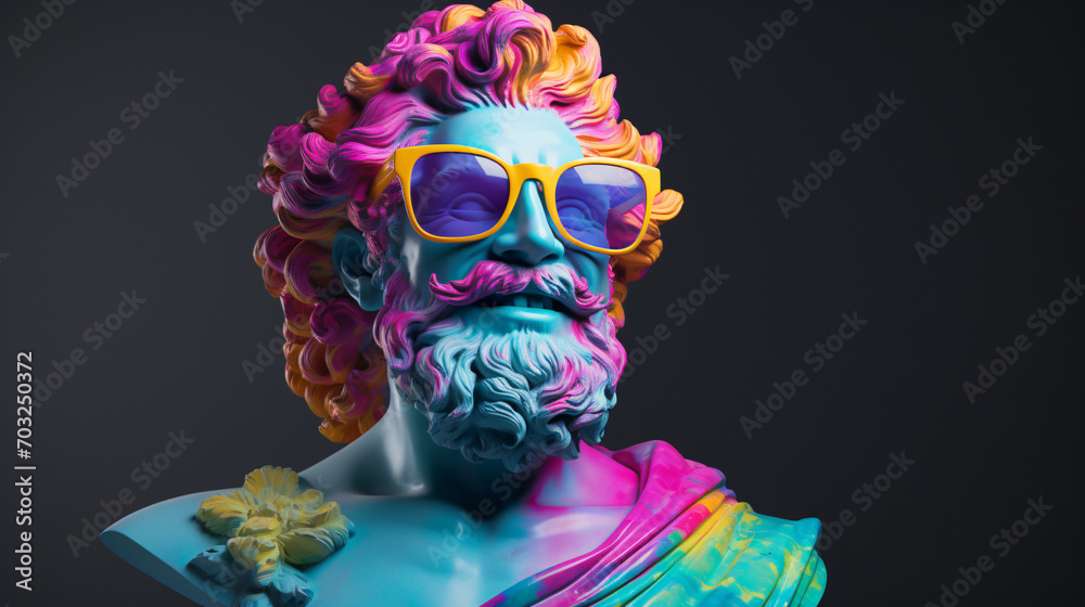 Colorful greek god statue