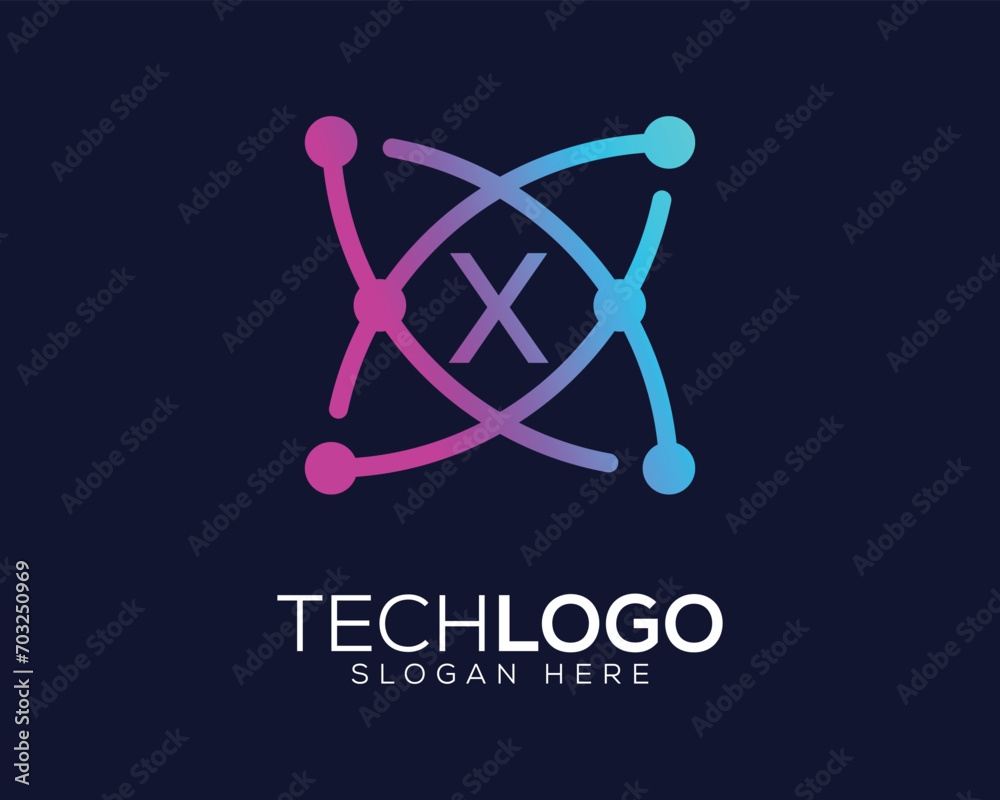 vector technology  letter x logo