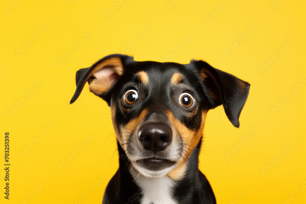 portrait of a shocked dog