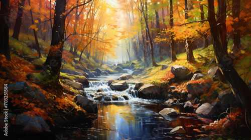 Creek in autumn forest