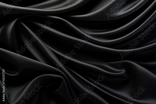 luxurious elegant black silk textile folds background
