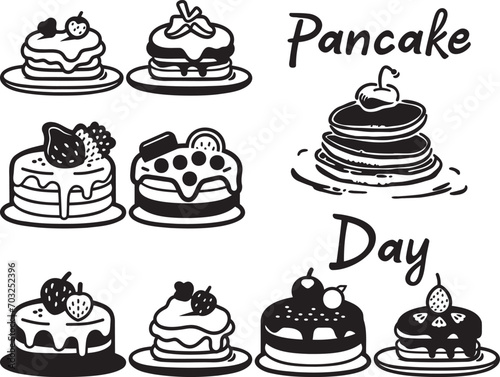 happy pancake day typography vector Icon set