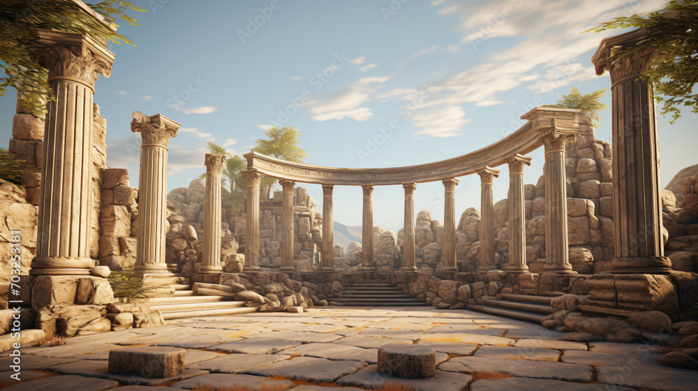 Naklejka premium Fantasy ancient greek temple