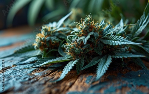 Green cannabis plant close ...