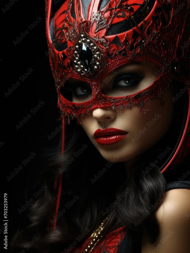 Allure captivating, a beautiful woman in mask mystery. Elegance meets seduction, lingerie enigmatic charm, spellbinding fusion of sensuality and concealed allure in intimate and stylish composition.