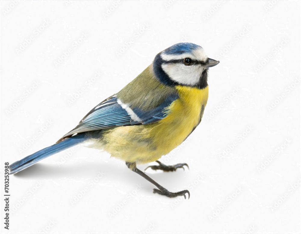 Fototapeta premium bluetit bird Cyanistes caeruleus isolated white