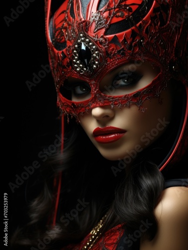 Allure captivating, a beautiful woman in mask mystery. Elegance meets seduction, lingerie enigmatic charm, spellbinding fusion of sensuality and concealed allure in intimate and stylish composition.