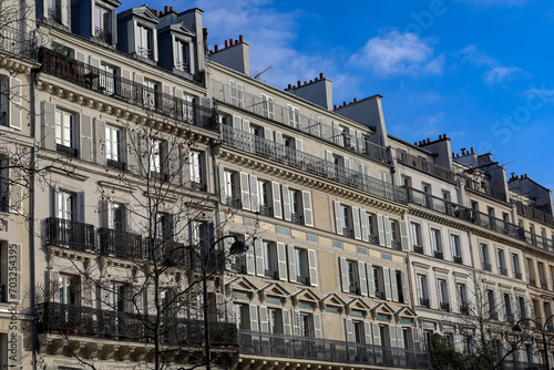 typical parisians building facade , haussmannian style ,8th arrondissement