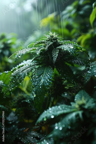 Green cannabis plant close ...