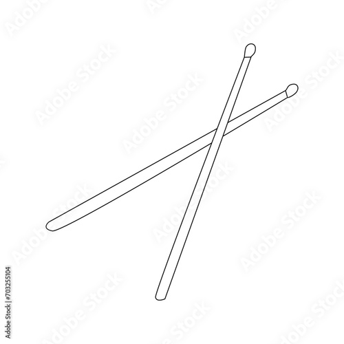 Doodle drumsticks. Musical instrument simple icon. Hand drawn vector illustration. Cute doodle style. Design element for festival decorations, greeting card, logotype, gifts. Graphic design template.