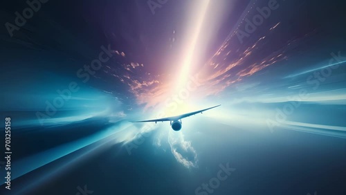 An intense burst of energy captured in a freezeframe shot of a plane exceeding the speed of sound. photo