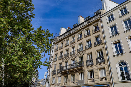 typical parisians building facade , haussmannian style , 12th arrondissement