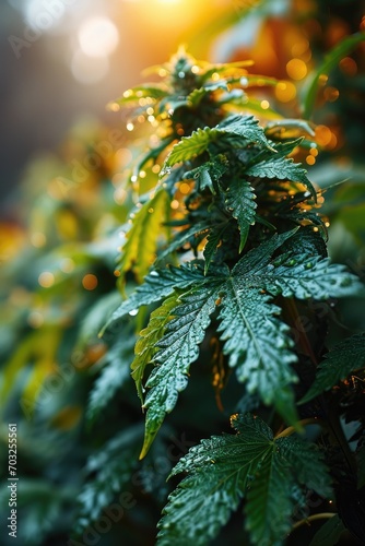 Green cannabis plant close ...