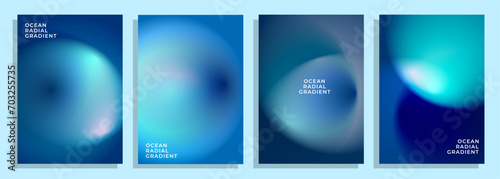 set of abstract radial gradient deep sea light cover poster background design