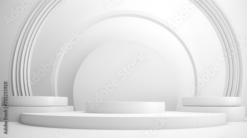 3d rendering Geometrical abstract background Scenes with podium scenes in white color