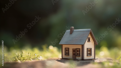 Real estate House model with blurred background, Generative AI