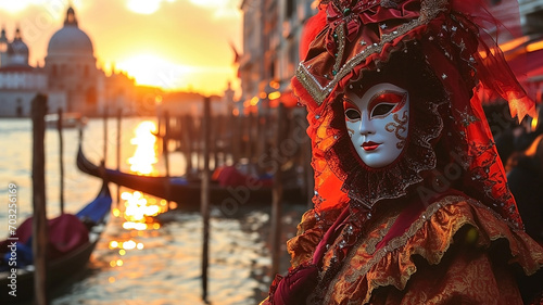 Woman in red carnival costume and mask © Studio KIVI