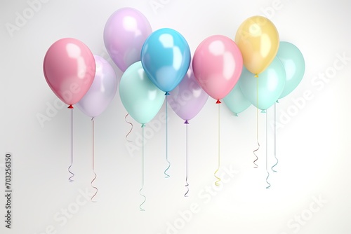 helium balloons pastel colors. isolated on white background