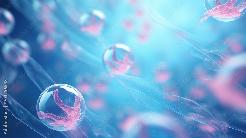 3d rendering of Human cell or Embryonic stem cell microscope background  - obrazy, fototapety, plakaty 