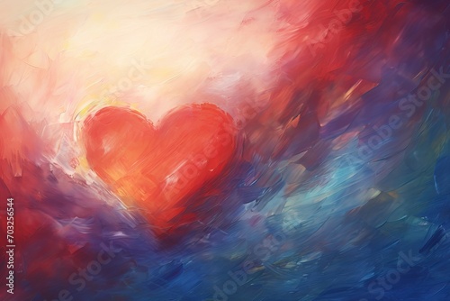 close-up shot of heart  rendered in impressionism style  copy space - generative ai