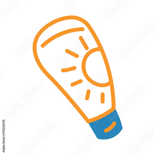 Summer element of set with outline design. It showcases a tube of sun cream against a clean white background, making it a must-have addition to your summer-themed projects. Vector illustration.