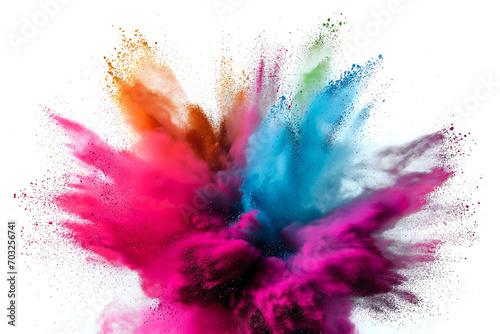 colorful paint splashes powder explosion isolated transparent texture
