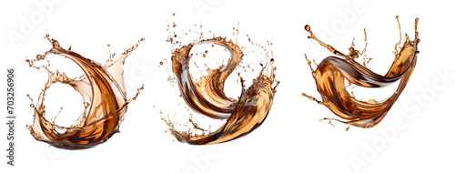 splash of coffee set isolated in transparent background photo