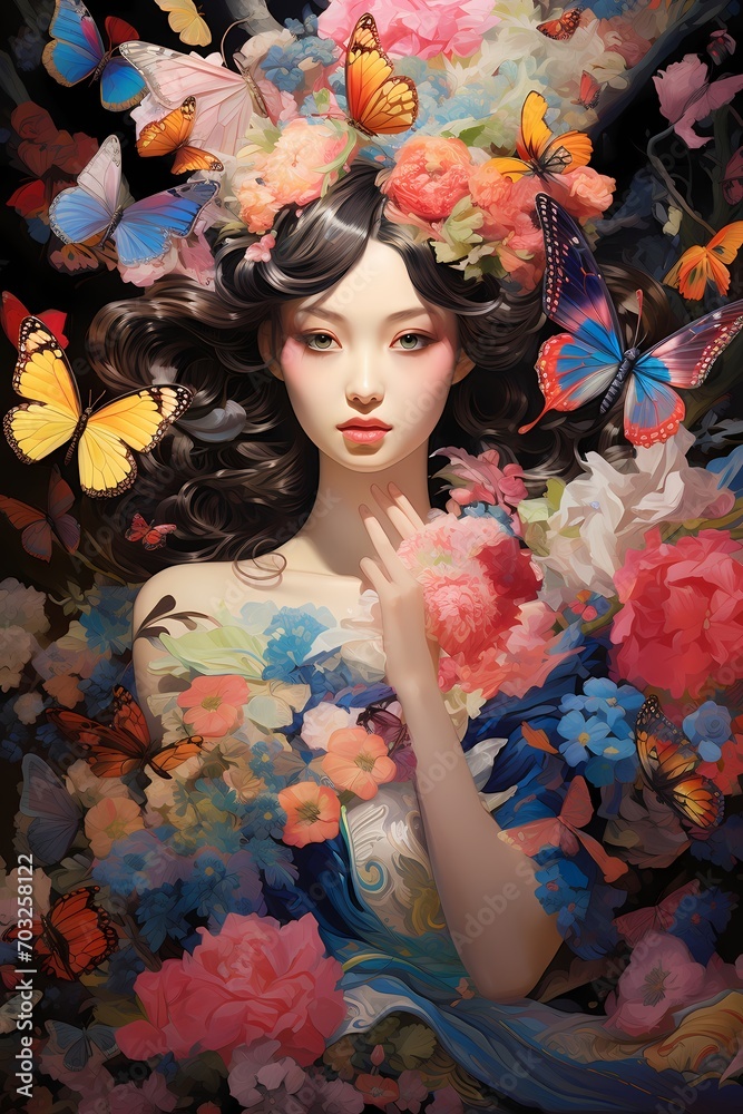 An artistic composition displaying the poise of a Japanese woman adorned in striking makeup, an elegantly crafted French braid, and an elegant ballet outfit, set against. An artistic composition displaying the poise of a Japanese woman adorned in striking makeup, an elegantly crafted French braid, and an elegant ballet outfit, set against.
