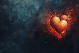 close-up shot of heart, rendered in impressionism style, copy space - generative ai