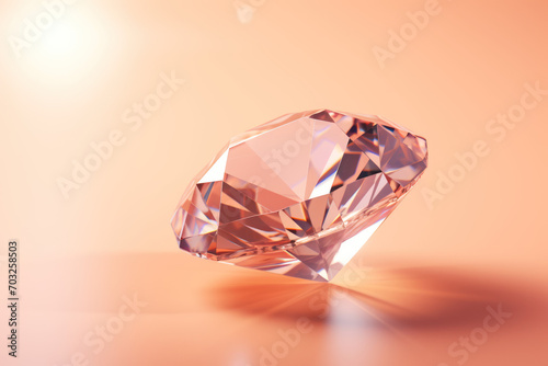 diamond gemstone on peach fuzz color background photo