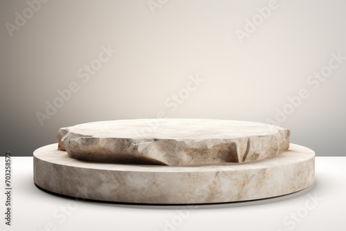 empty round granite stone pedestal