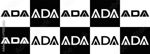 ADA logo. ADA set , A D A design. White ADA letter. ADA, A D A letter logo design. Initial letter ADA letter logo set, linked circle uppercase monogram logo. A D A letter logo vector design.	
