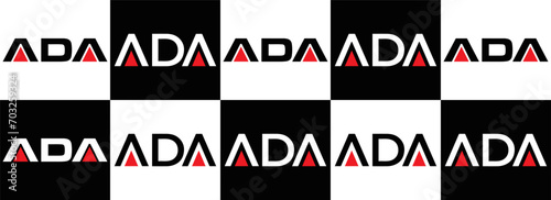 ADA logo. ADA set , A D A design. White ADA letter. ADA, A D A letter logo design. Initial letter ADA letter logo set, linked circle uppercase monogram logo. A D A letter logo vector design.	
