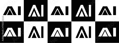 AI logo. AI set , A I design. White AI letter. AI, A I letter logo design. Initial letter AI letter logo set, linked circle uppercase monogram logo. A I letter logo vector design. 