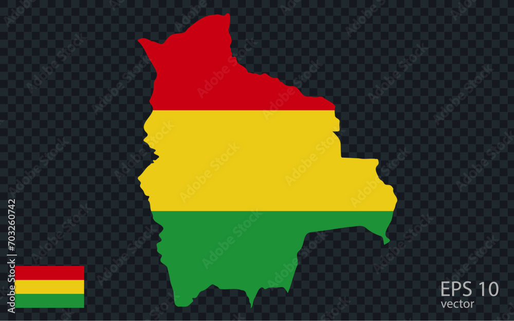 Fototapeta premium Vector map of Bolivia. Vector design isolated on grey background. 