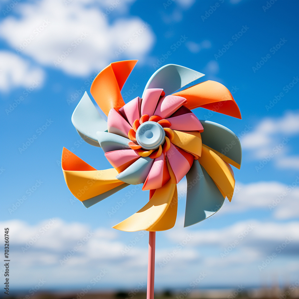Hand hold the colorful windmill - Ai Generated Hand hold the colorful windmill - Ai Generated