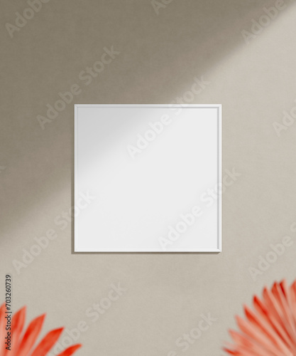 Interior Poster Frame Mockup with leaf