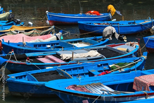 Blue boats in Bari, Italy © Tupungato