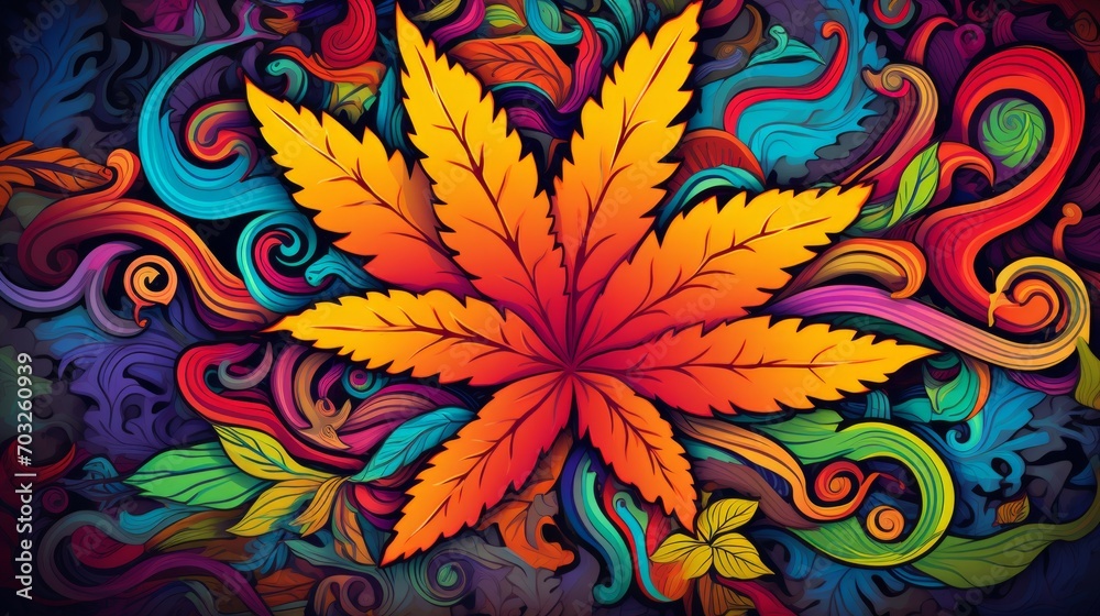 Colorful Leaf with Swirls Colorful Leaf with Swirls