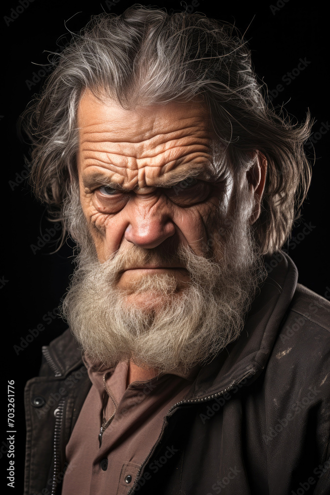 A grumpy person man, close up shot A grumpy person man, close up shot
