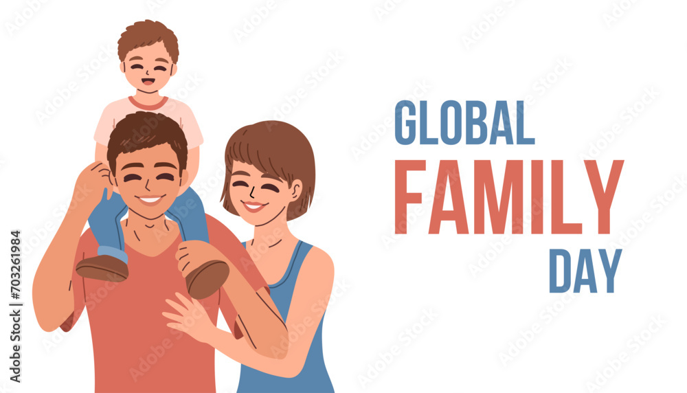 Fototapeta premium Global Family Day. Creative Global Family Day Design For Social Media post. Family Day Flat cartoon Illustration.