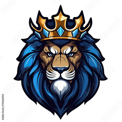 lion with king crown mascot logo isolated on transparent background  esports  png