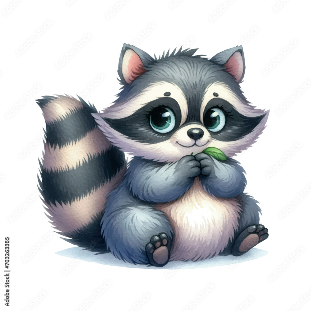 Fototapeta premium cute raccoon. watercolor illustration of a raccoon. animals.raccoon