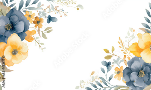 Vector watercolor floral frame background, pastel colors