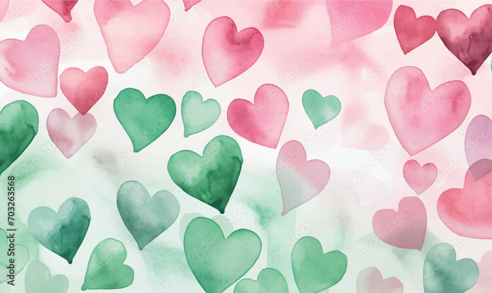 watercolor abstract background with hearts pink green watercolor abstract background with hearts pink green