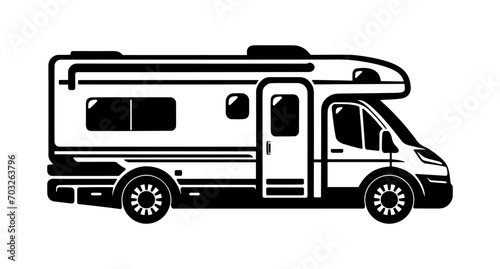 Camper Van RV vehicle isolated. Flat vector illustration
